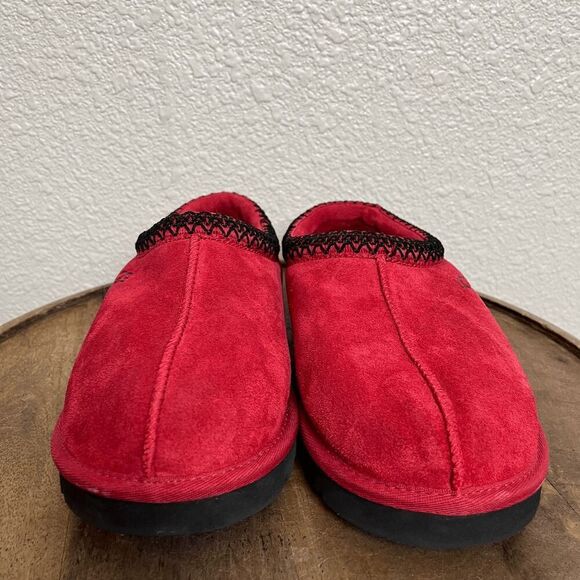 UGG Red Suede Sherpa Lined Tasman Slip-On Clog Slippers Shoes Size 9 - Picture 2 of 8